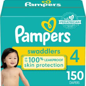 Diapers Size 4, 150 Count – Pampers Swaddlers Disp...